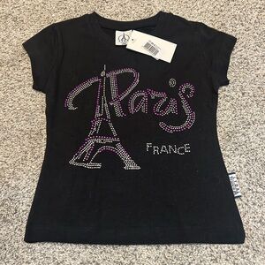 Stylish Black Kids' Tee with Paris Graphic